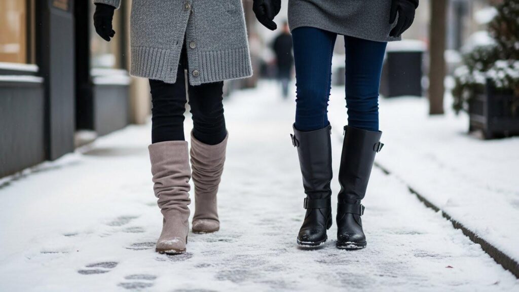 Dwie kobiety w zimowych butach
