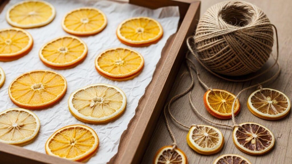 Suszone pomarańcze jako ozdoba na choinkę