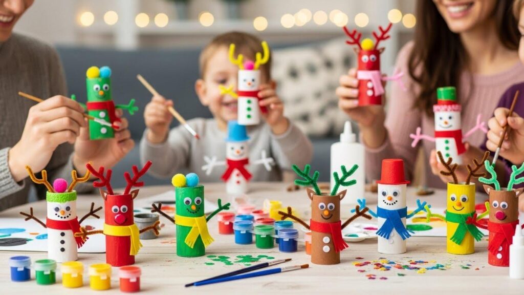 Postacie świąteczne z rolek po papierze
