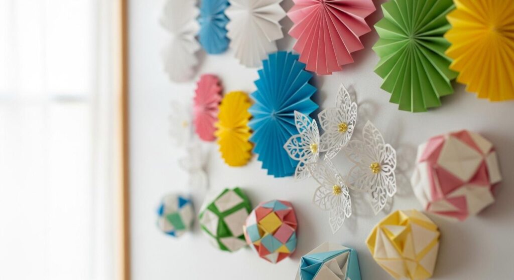 Ściana ozdobiona dekoracjami DIY