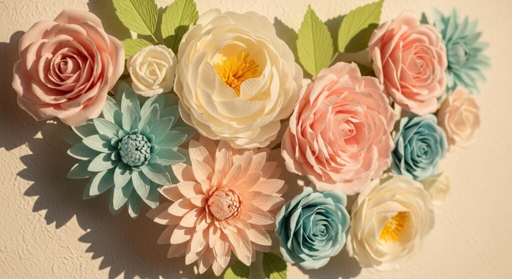 Kwiaty DIY ozdabiające ścianę