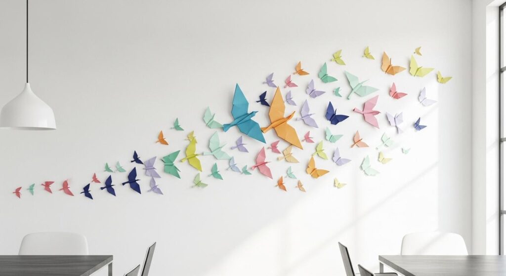 Dekoracja DIY na ścianę z origami