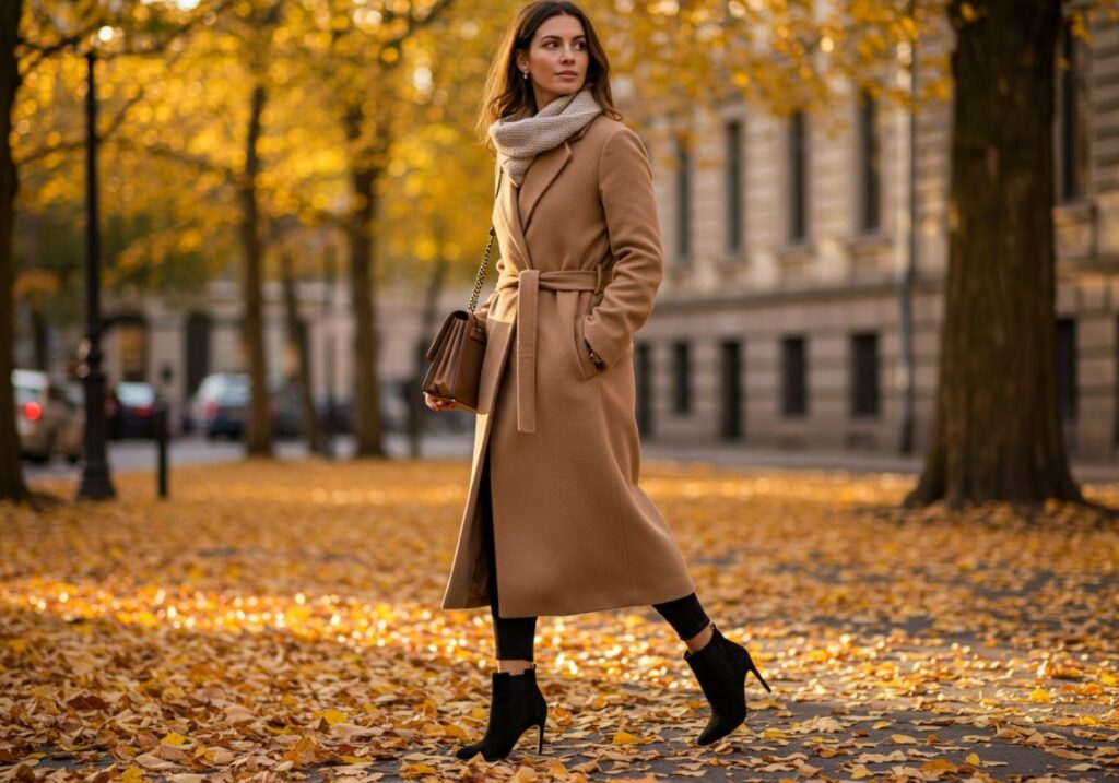 Płaszcz z botkami - elegancka stylizacja na jesień
