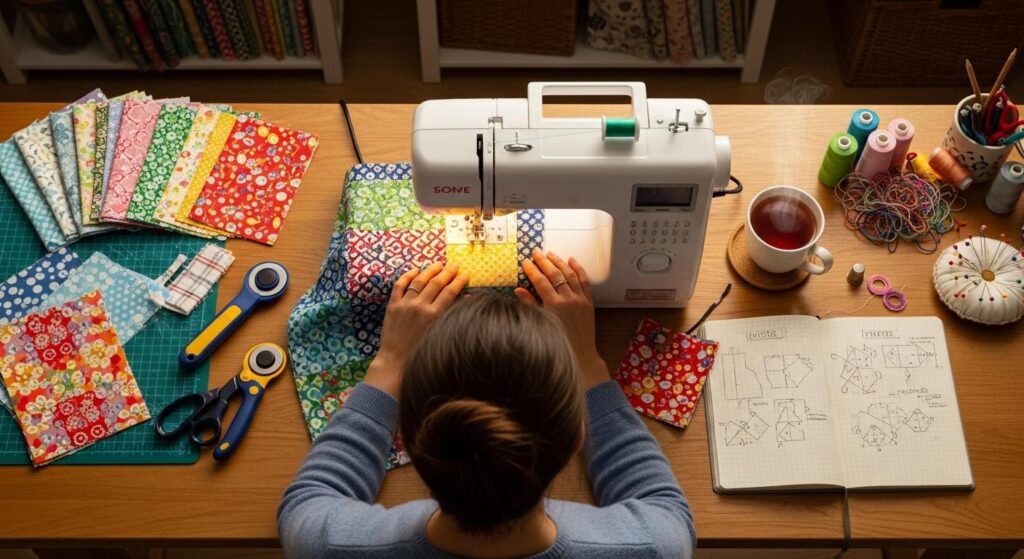 Szycie patchworkowego koca