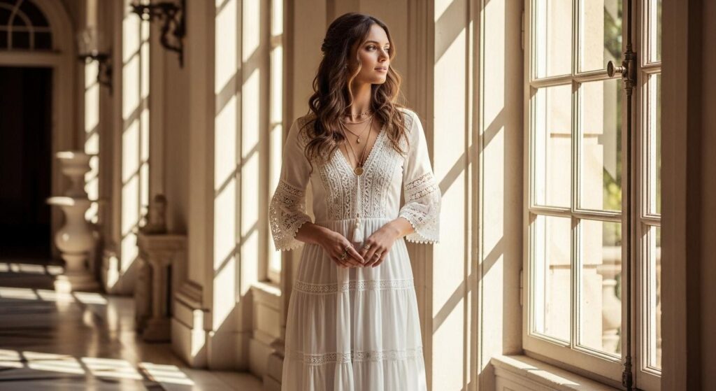 Elegancka sukienka boho