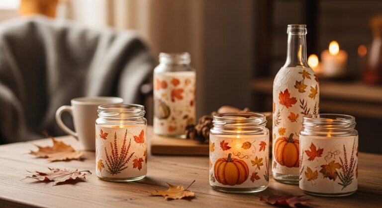 Decoupage na szkle – jak ozdobić słoiki i butelki w stylu jesiennym?