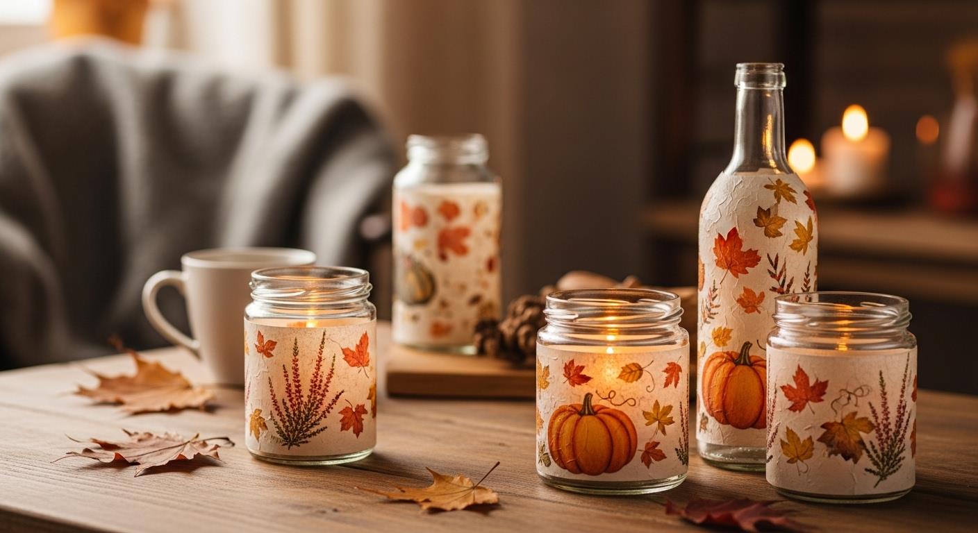 Decoupage na szkle – jak ozdobić słoiki i butelki w stylu jesiennym?