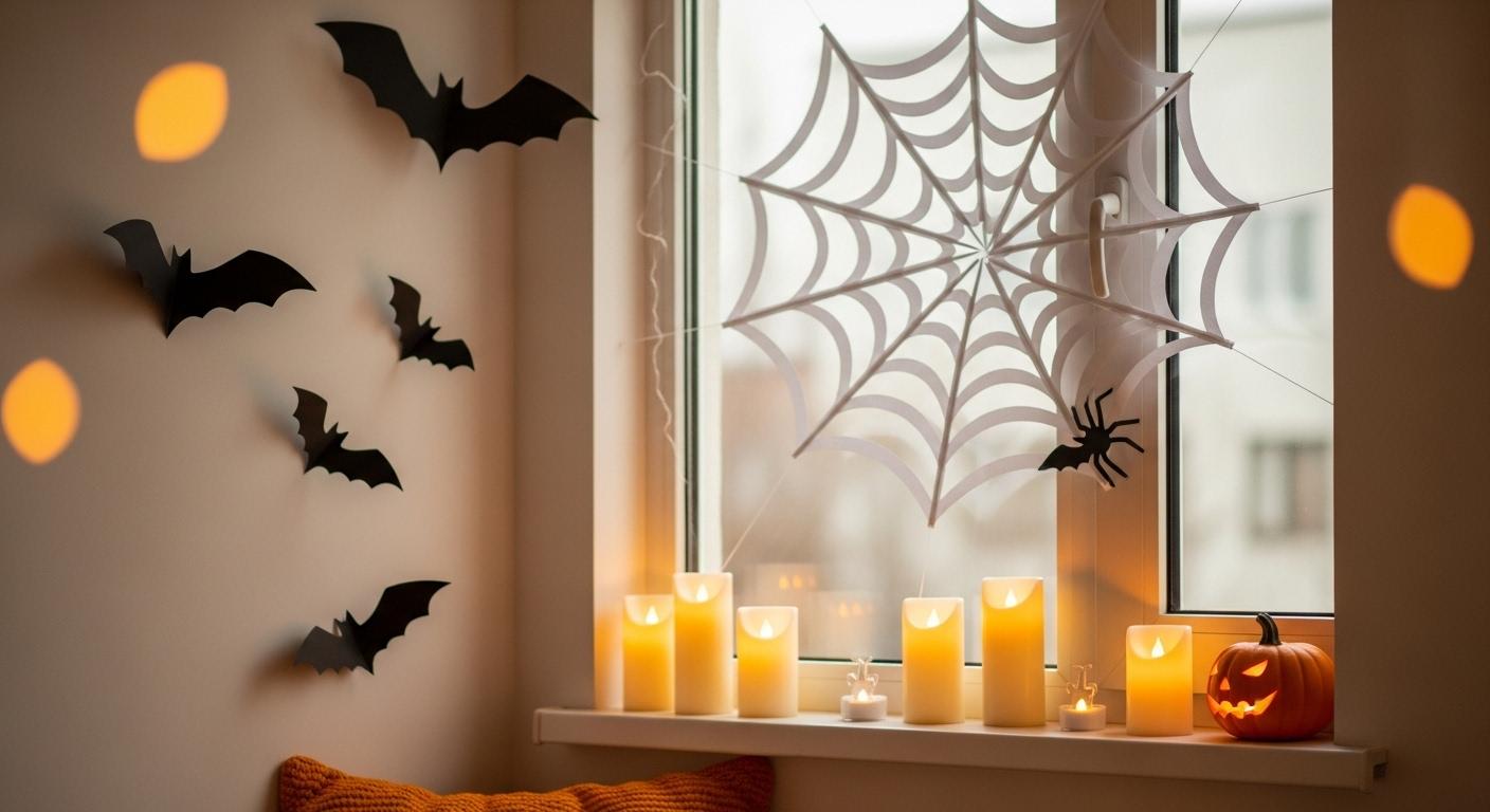 Nietoperze, pajęczyny, upiorne okna: proste dekoracje papierowe na Halloween krok po kroku
