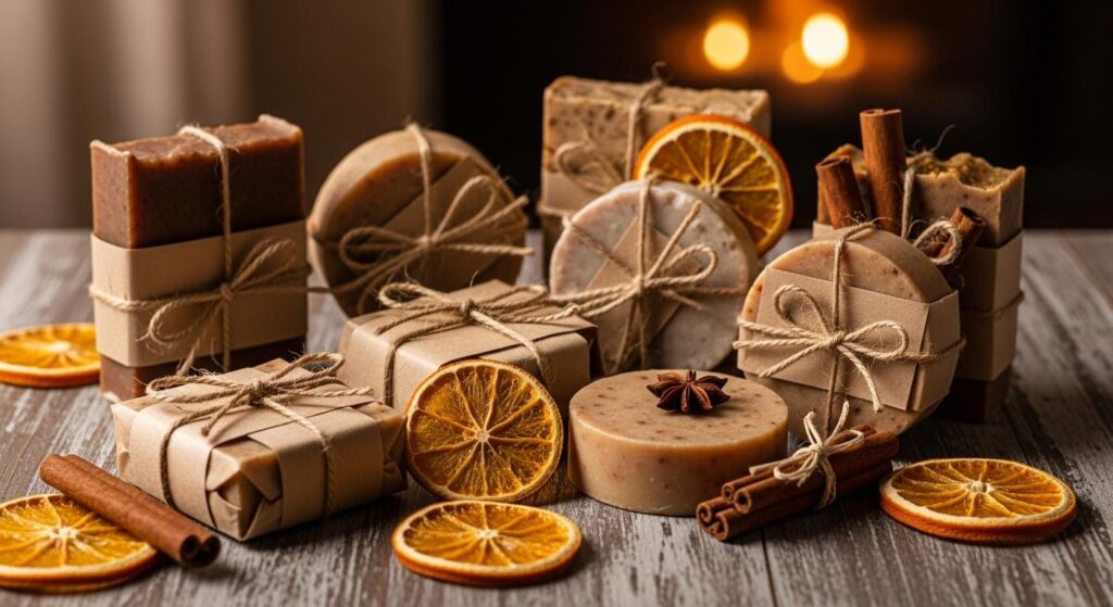 Własnoręcznie stworzone mydło zapakowane na prezent