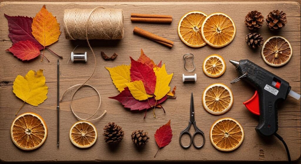Materiały do tworzenia jesiennej girlandy