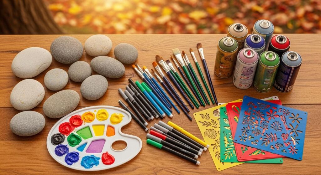 Materiały potrzebne do malowania kamieni