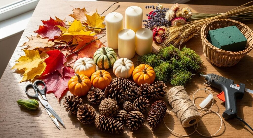 Materiały potrzebne do wykonania jesiennego stroika