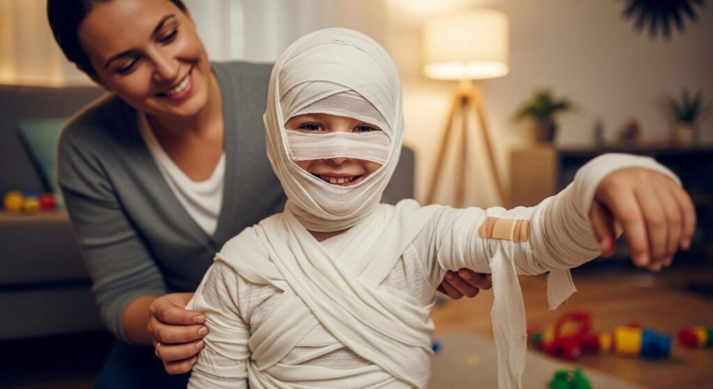 Dziecko przebrane za mumię