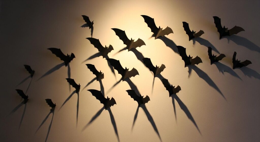 Papierowe nietoperze na ścianie
