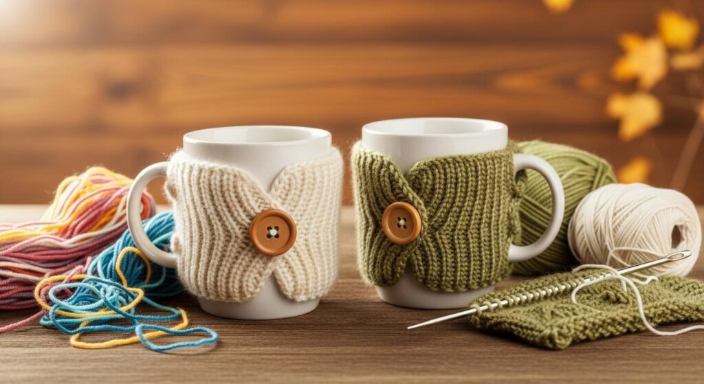 Ocieplacze na kubki ze swetra