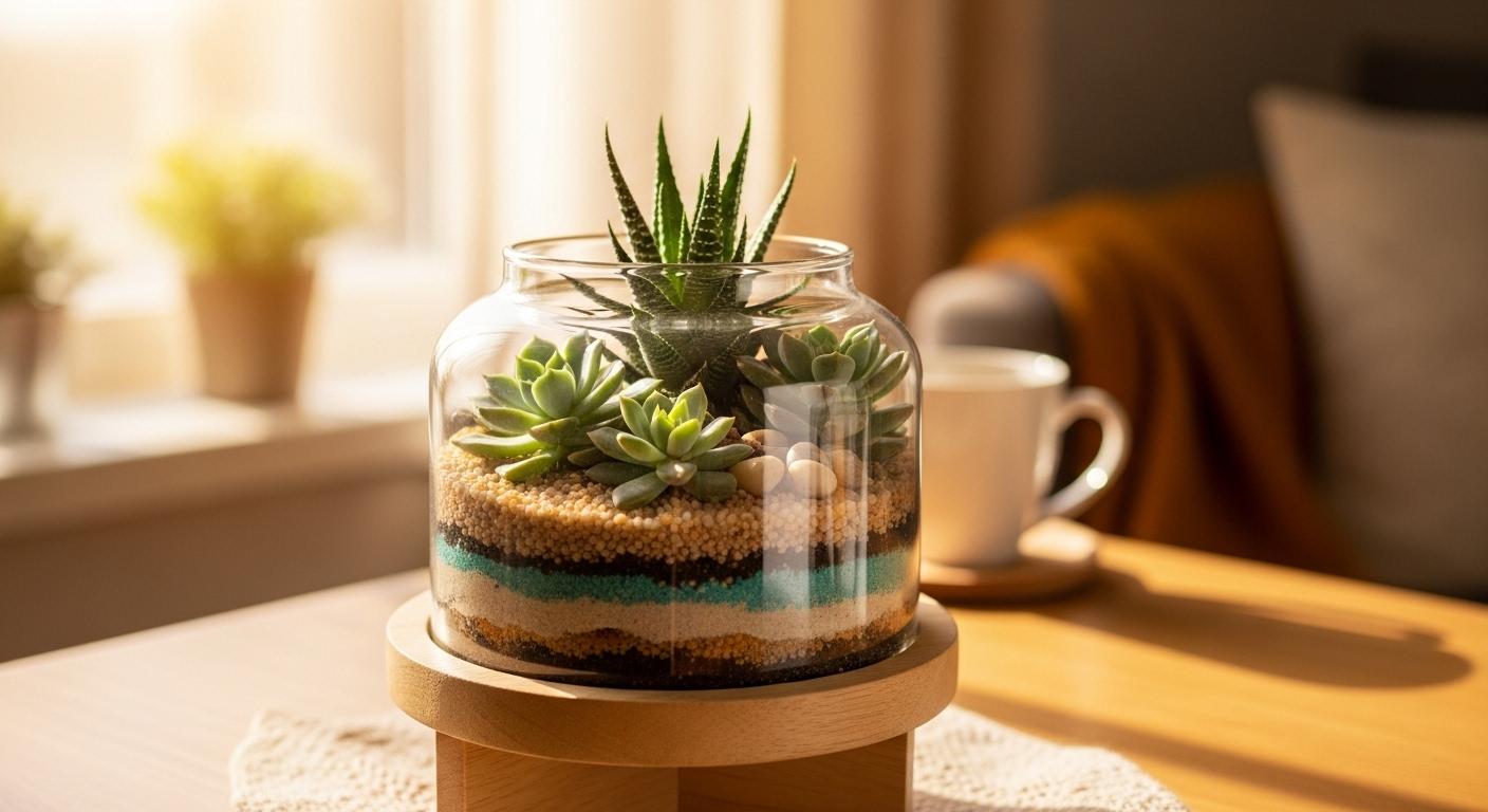 Mini ogródek w słoiku DIY – jak stworzyć sukulentową dekorację na jesień