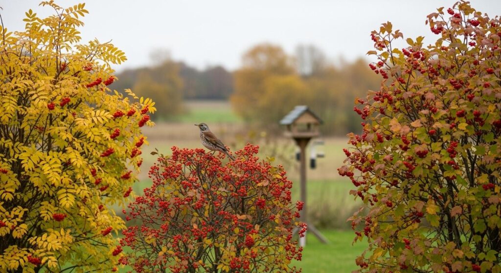 Ptak na tle karmnika