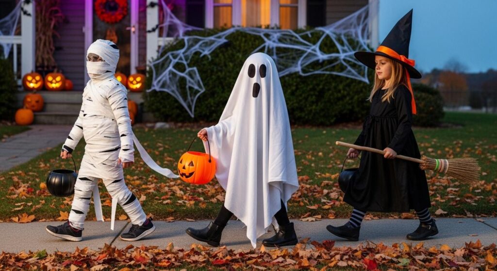 Dzieci przebrane w samodzielnie wykonane stroje