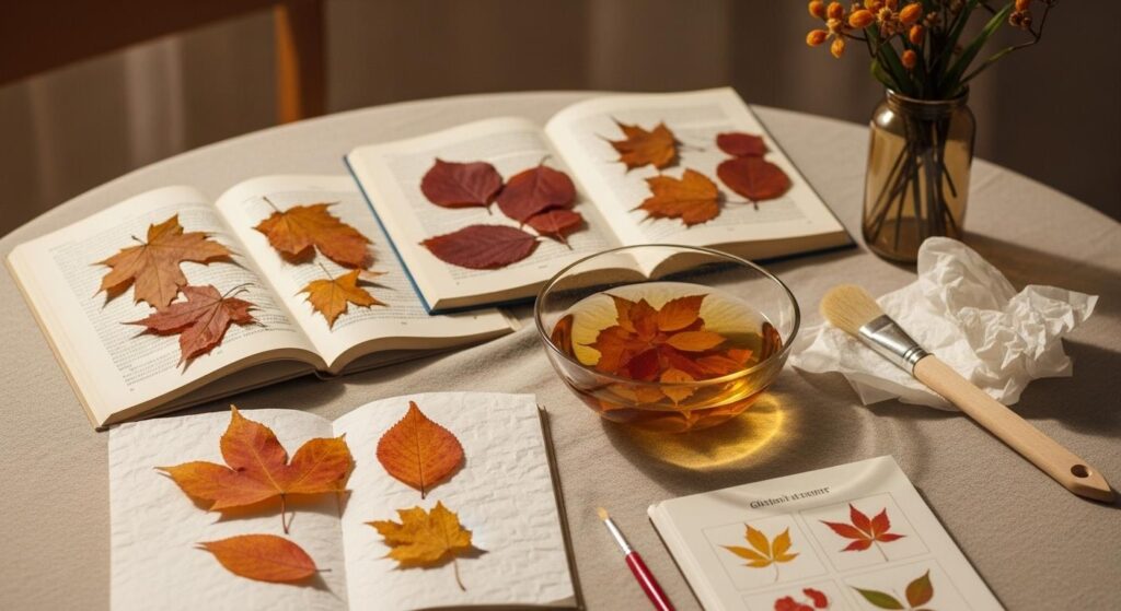 Przygotowanie liści do tworzenia dekoracji