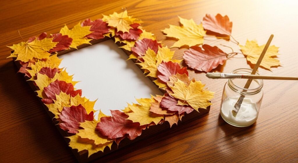 Ramka zdobiona jesiennymi liśćmi