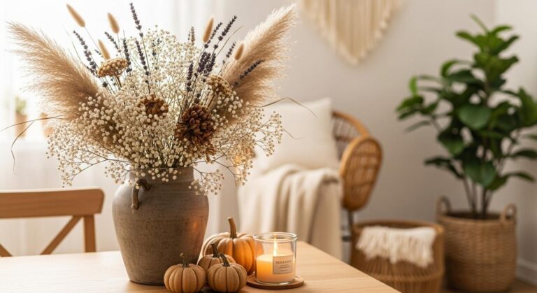 Dekoracje z suszonych kwiatów i traw ozdobnych – jesienne kompozycje DIY