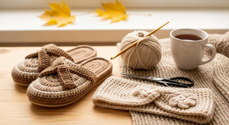 Projekty szydełkowe na jesień – jak zrobić ciepłe kapcie i opaski na głowę?