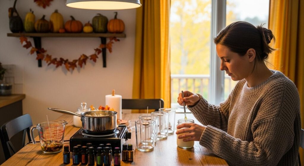 Kobieta tworząca świecę zapachową