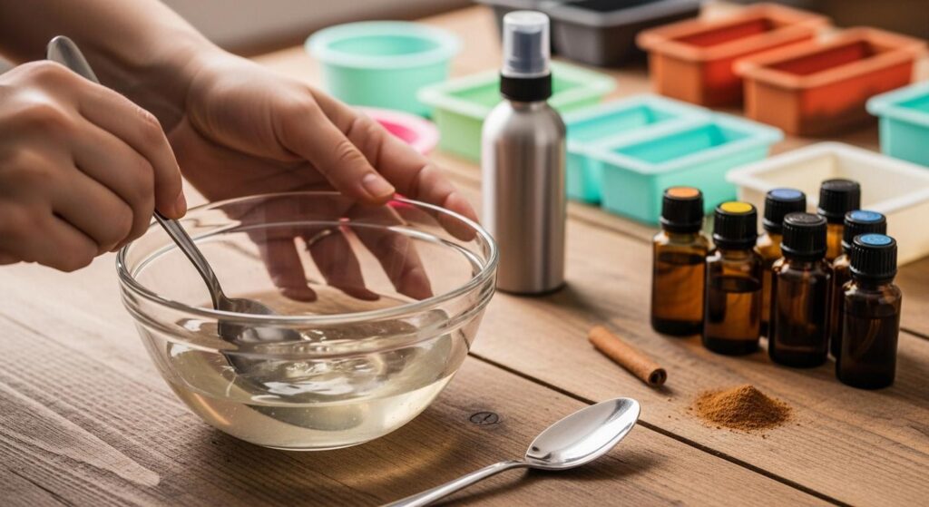 Kobieta tworząca mydło glicerynowane