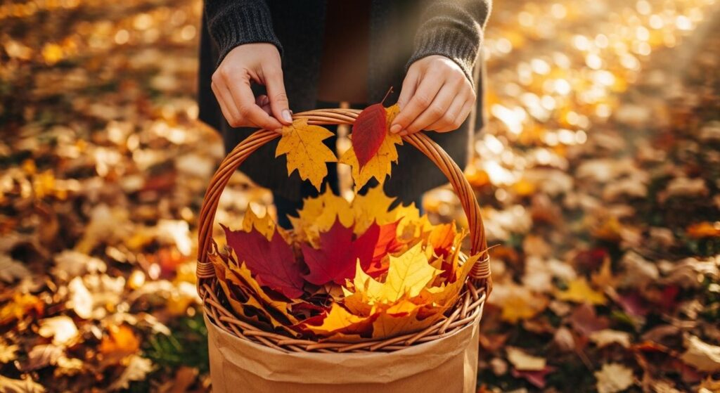 Zbieranie liści do dekoracji