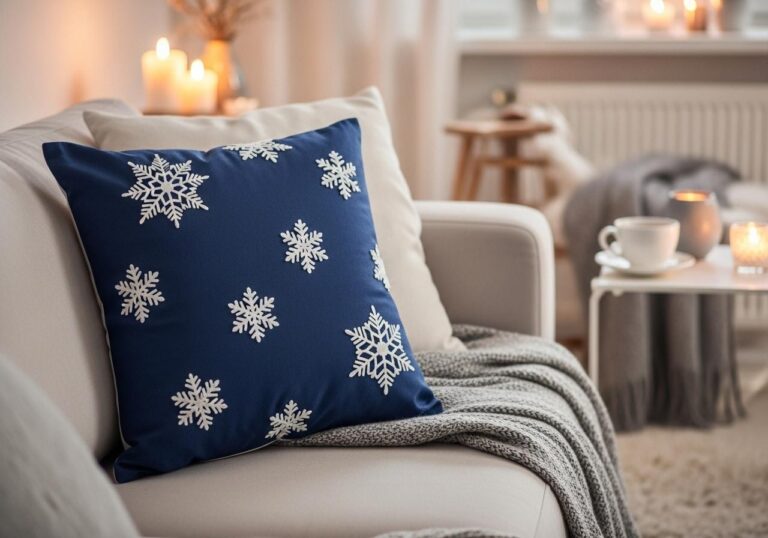 Jak zrobić poduszkę w zimowym stylu? Prosty projekt z motywem śnieżynek