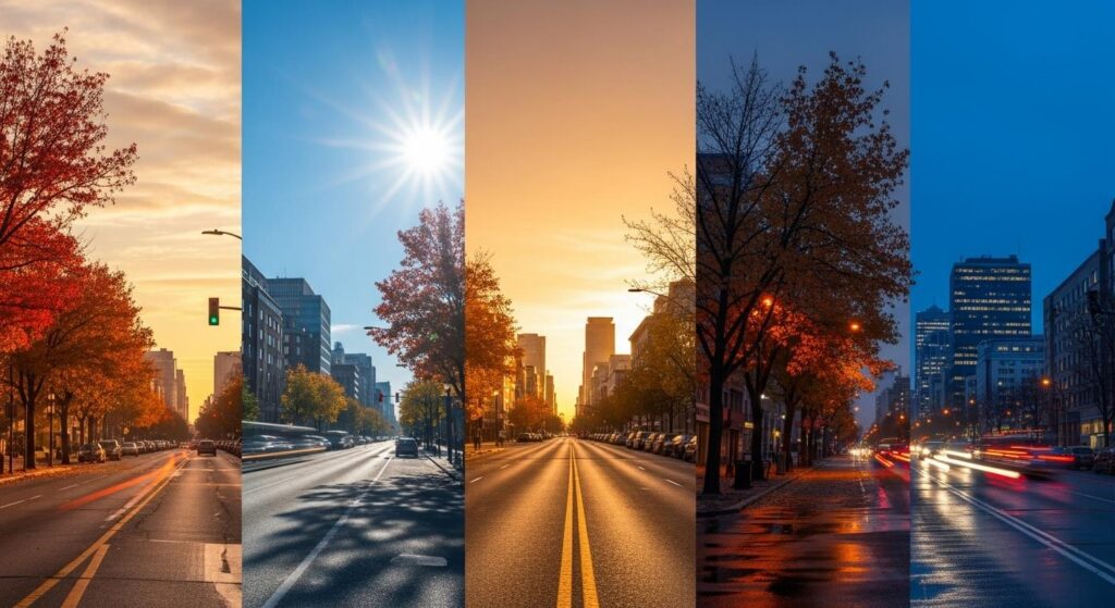 Przekrój jesiennego dnia do fotografowania