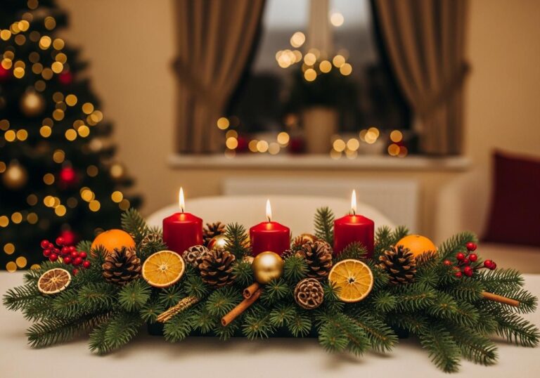 Świąteczny stroik DIY na stół lub komodę – klasyczny, rustykalny czy glamour?