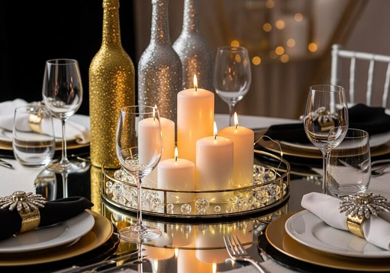 Sylwestrowe dekoracje stołu DIY – błysk, glamour i pomysłowe detale