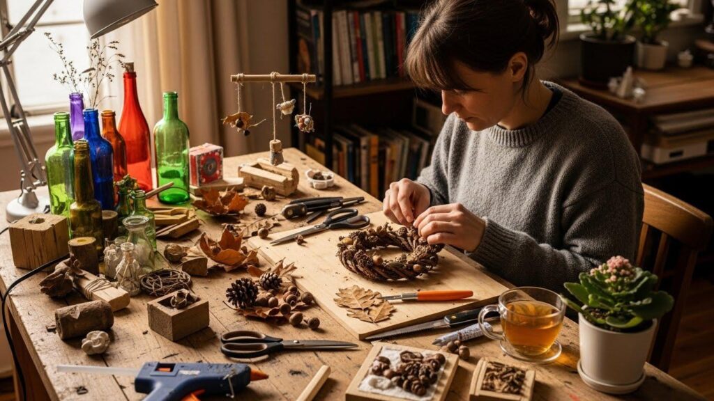 Kobieta tworząca projekt DIY